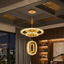 Luxury Crystal: Layered, gold-finished fixtures