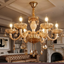 Italian Style Glass Candle Chandelier - 6 Light Gold Finish With 4w LED Bulbs Included