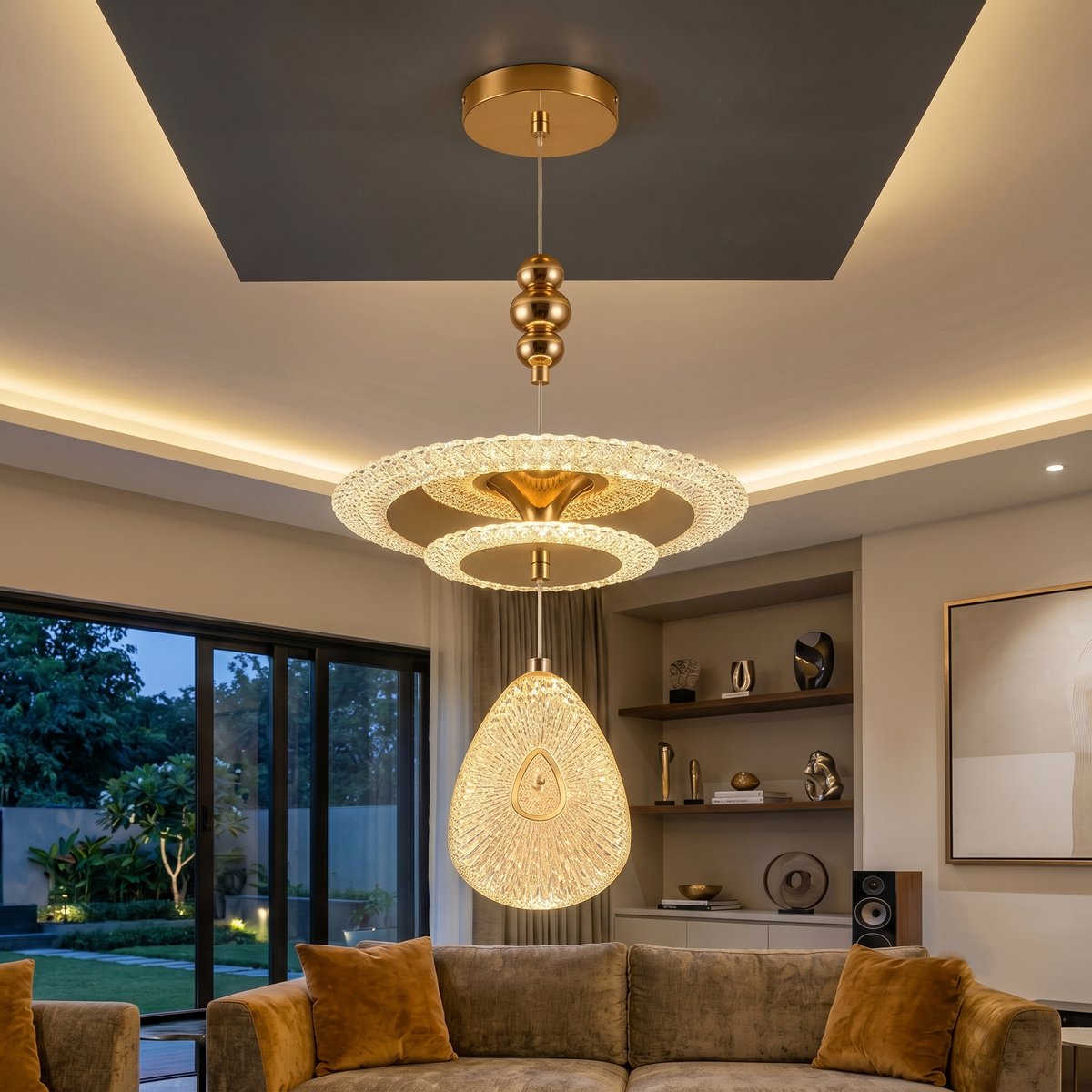 Luxury Crystal: Layered, gold-finished fixtures Main image